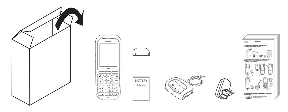 Snom 4423 M70 Terminal de teléfono DECT Identificador de Llamadas Negro M70, Negro, LCD, 5,08 cm (2"), 240 x 320 Pixeles, 262144 Colores, Ión de Litio
