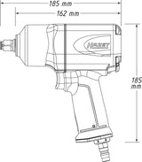 Llave de impacto neumática HAZET 9012EL-SPC I Máx. Par de apriete 1700 Nm, accionamiento cuadrado 12,5 mm (1/2 pulgada) I herramienta de baja vibración para apretar y aflojar tornillos