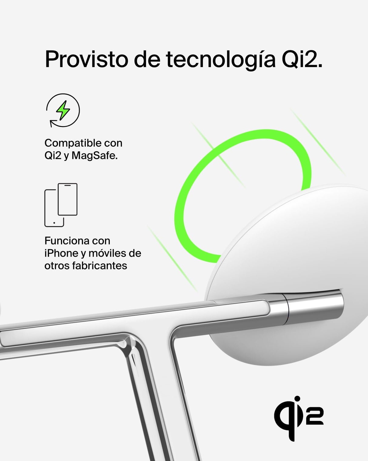 Belkin soporte de carga inalámbrica 3 en 1 con MagSafe, cargador magnético Qi2 de 15 W, carga rápida para iPhone 16, 15, 14 y 13, AirPods, Apple Watch y otros (fuente de alimentación incluida), blanco