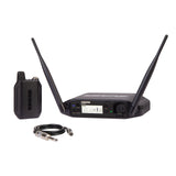 Sistema inalámbrico Shure GLXD14+ para guitarra y bajo, con batería de 12 horas y alcance de 30m. Incluye cable de instrumento y receptor de canal único.