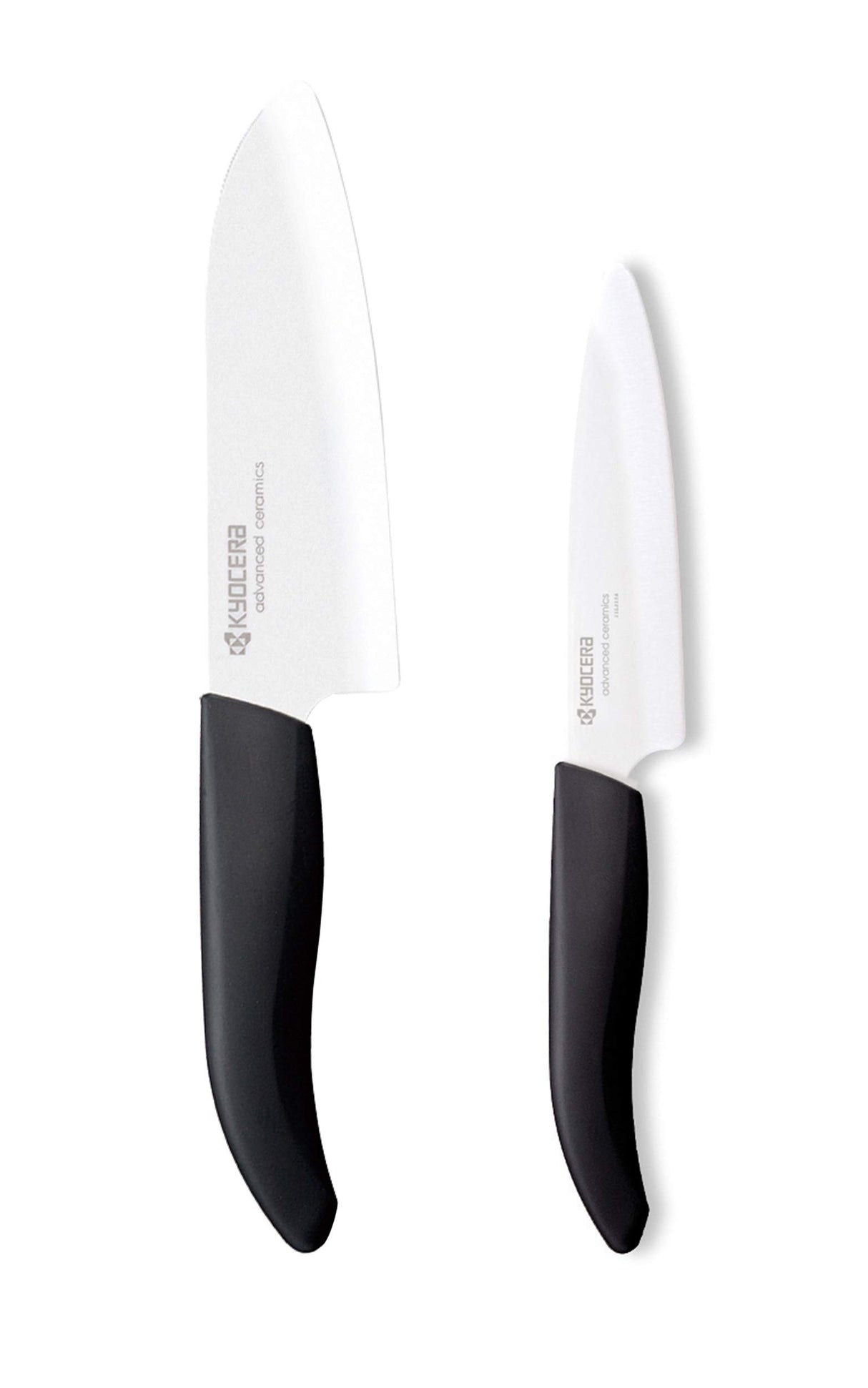 Kyocera KB-RD BK 2KN EU, Juego de cuchillos, Cuchillo utilitario de 11 cm, Cuchillo Santoku de 14 cm, bloque de cuchillo redondo para hasta 8 cuchillos, hoja de cerámica de circonio afilada