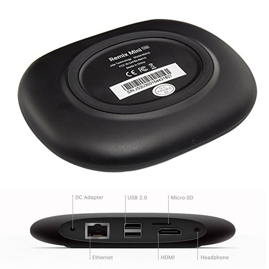 Remix Mini PC portátil Smart Android TV Box A53 1,2GHz Quad Core CPU 2GB RAM 16GB ROM WiFi 802.11b/g/n 10/100 Base-T Ethernet BT4.0 H.265 4K con Potente Remix OS 2.0 (Basado en Android 5.1) Proporcione Multitarea Multiple Windows Taskbar Funciones Ayuda t