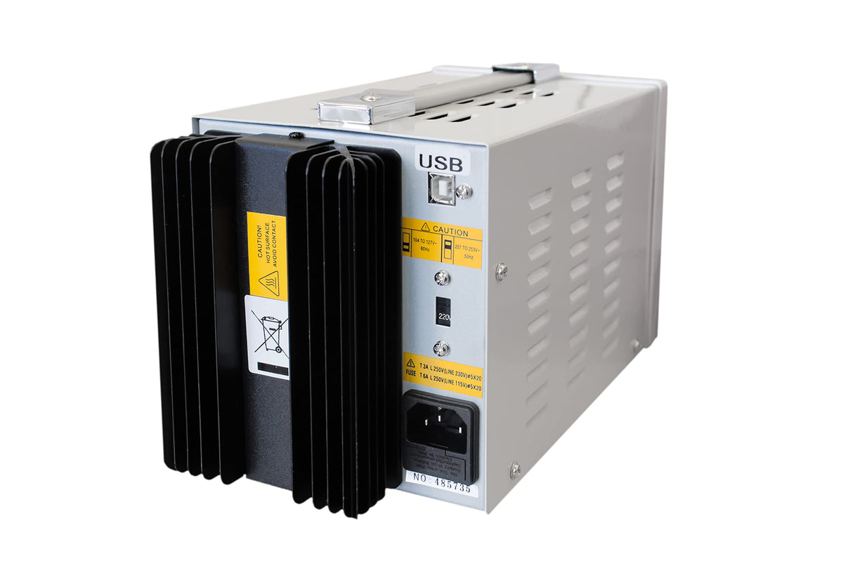 PeakTech 6070 – Fuente de alimentación 0-30V / 0-5A, ajustable, DC con USB y pantalla LED, conmutación estabilizada, amperímetro, a prueba de sobrecarga y cortocircuito, enfriamiento pasiv