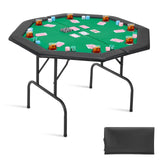 VEVOR Mesa de Póker Plegable, Mesa de Casino Plegable para Ocho Jugadores con Rieles Acolchados y Portavasos, con Patas de Fieltro y Metal, para Texas Hold'em y Blackjack, 1260 x 1260 x 750 mm