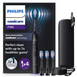 Philips Sonicare 7100 cepillo dental eléctrico, sónico con 4 modos de cepillado y 3 niveles de intensidad, alerta de presión, EasyStart, SmarTimer, negro, HX7421/08 [Nueva Tecnología]