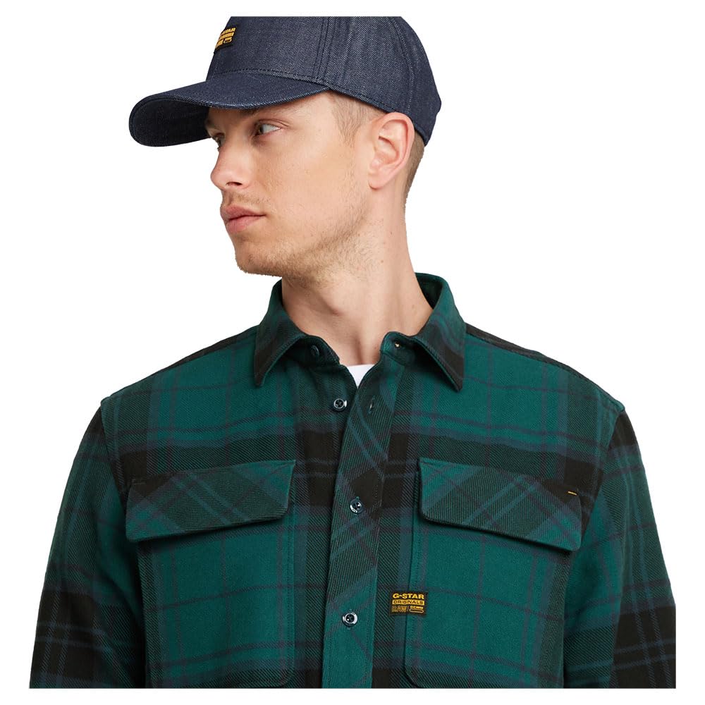 G-STAR Para Hombre Camisa CPO Regular, Multicolor (Bright Billet Green Luke Check D23583-D749-G718), S