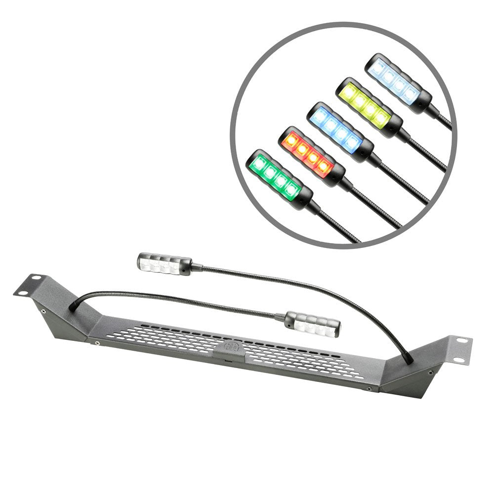 Adam Hall 19" Parts 87463 ULTRA C - Panel de iluminación LED COB para rack con dos lámparas flexo y selector de color
