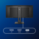 Philips Monitor 346B1C/00- 34" UHD, USB-C , 100Hz, 5ms, VA, FlickerFree, Low Blue Mode (3440x1440, 300 cd/m, HDMI 1x2.0, Displayport 1x1,2) , negro