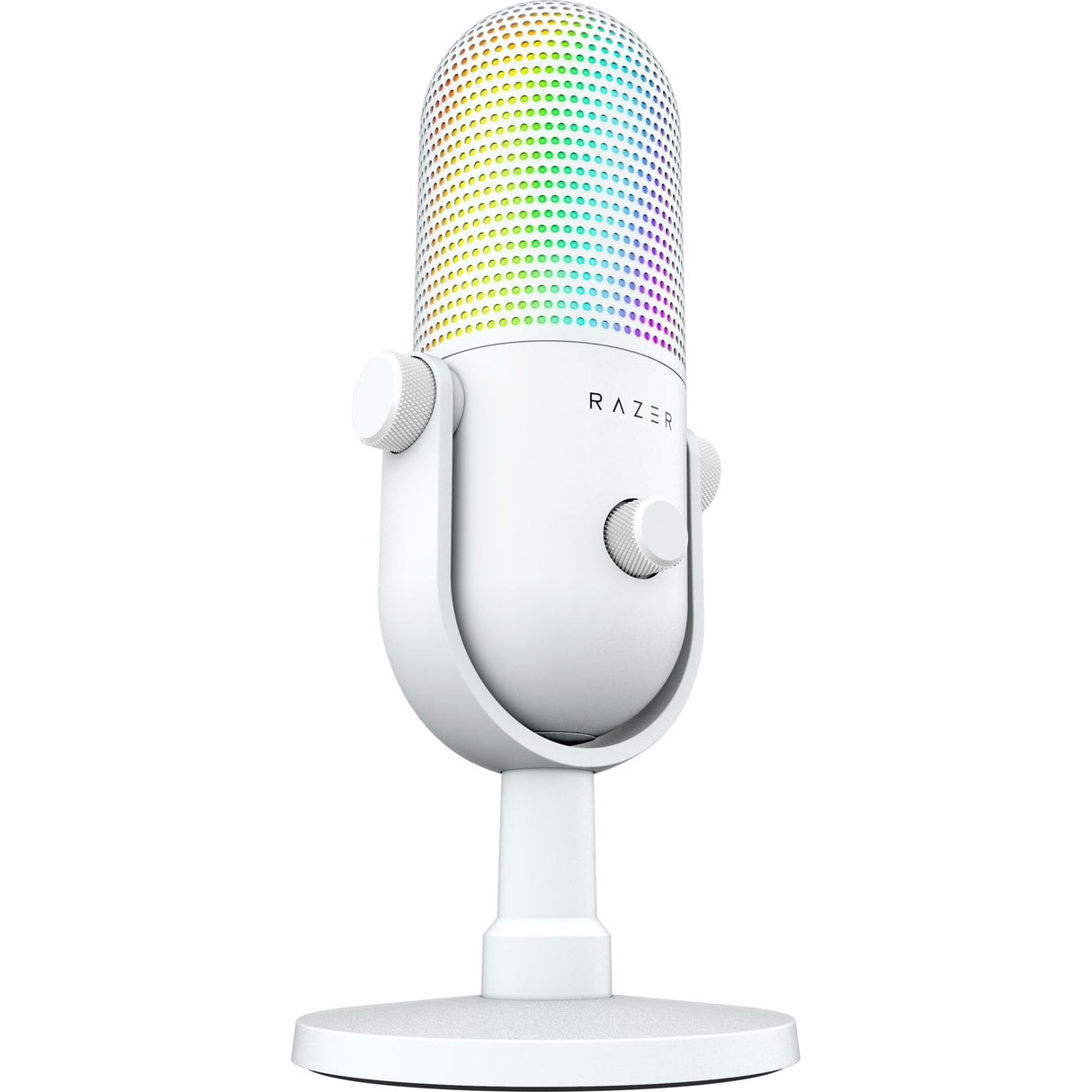 Razer Seiren V3 Chroma - Micrófono USB RGB - Micrófono de Condensador supercardioide con Tap-to-Mute (iluminación reactiva, limitador de Ganancia Digital y Amortiguador Integrado) Blanco