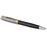 PARKER Sonnet Bolígrafo | Premium metal y lacado brillo negro con acabado chapado en oro | Punta mediana con recarga de tinta negra | Caja de regalo