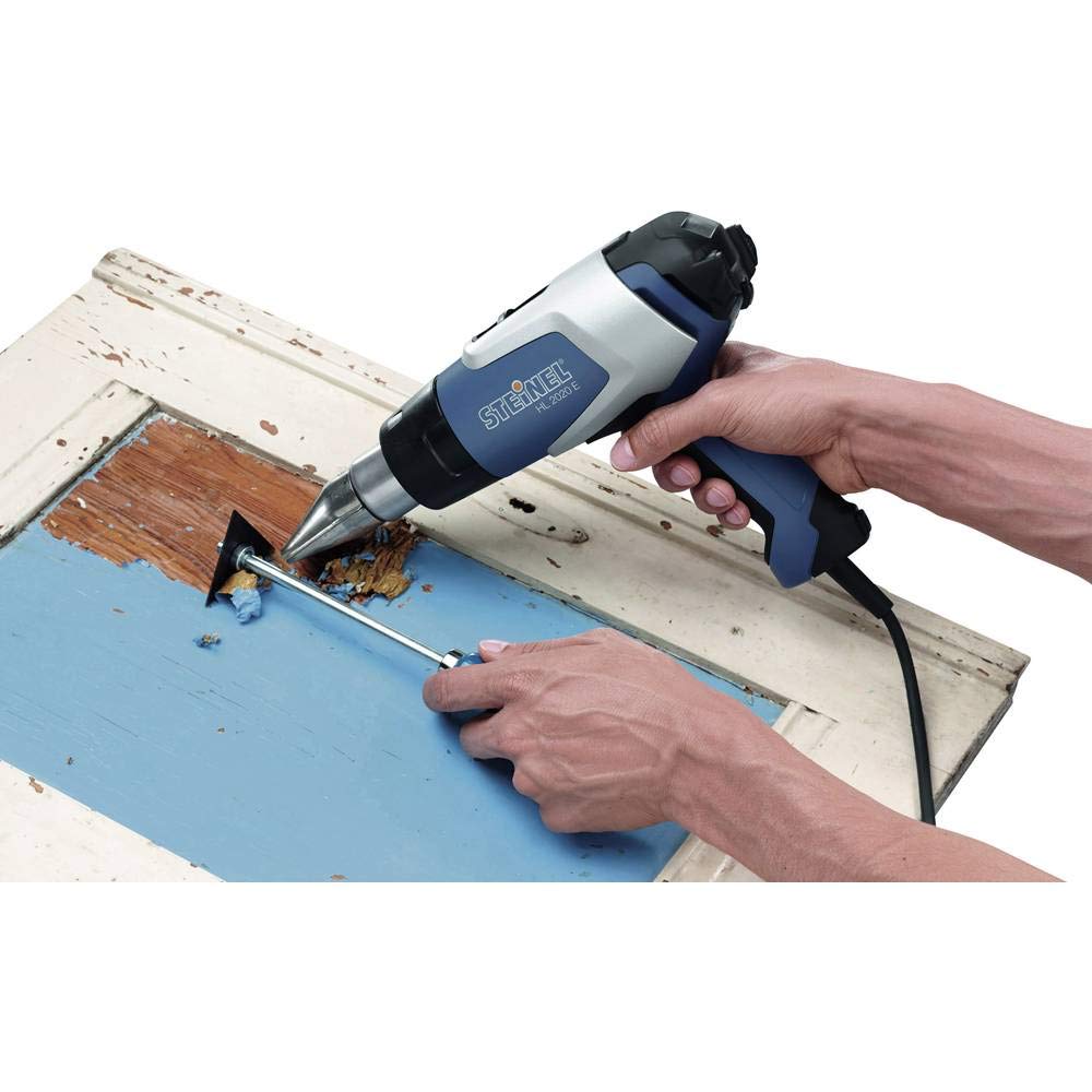 Steinel HL 2020 E - Pistola de aire caliente, Potencia de 2200 W, Temperatura de 80-630 °C, Caudal de 3 niveles 150/300/500 l/min, Pistola de calor con visualizador LCD, 352202