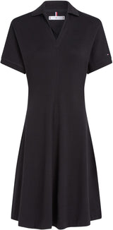 Tommy Hilfiger Vestido Tipo Polo Mujer Lyocell Fit & Flare, Negro (Black), XXL