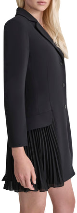 DKNY L/S Pleated Shirts Dress Vestido, Negro, 40 Mujeres