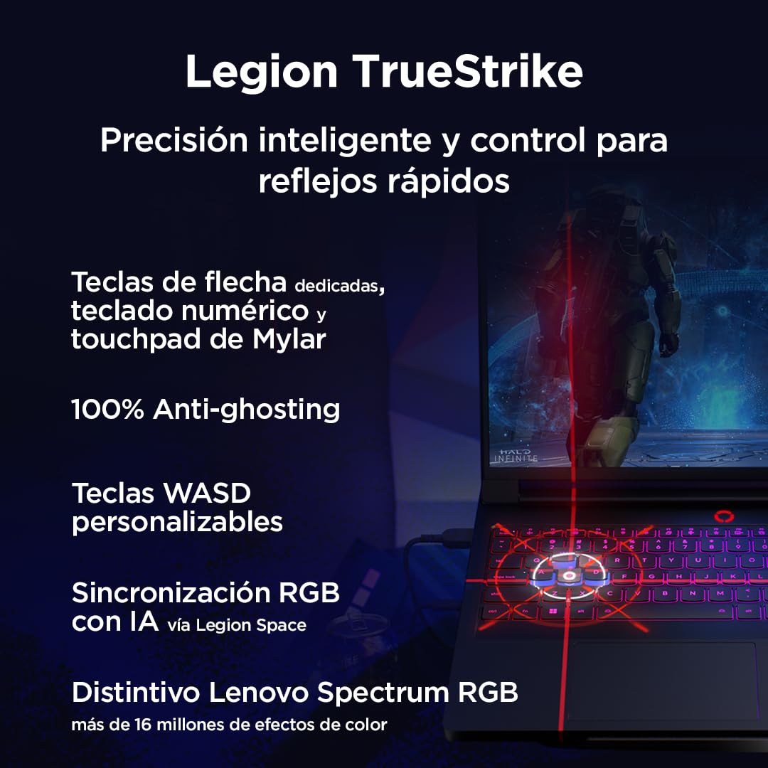 Lenovo Legion Pro 7 Gen 10 - Portátil Gaming IA, 16" WQXGA OLED (Intel Core Ultra 9 275HX, NVIDIA GeForce RTX 5080, 240 Hz, 64 GB RAM, 1TB SSD, Wi-Fi 7, Sin Sistema Operativo) Teclado RGB - Negro