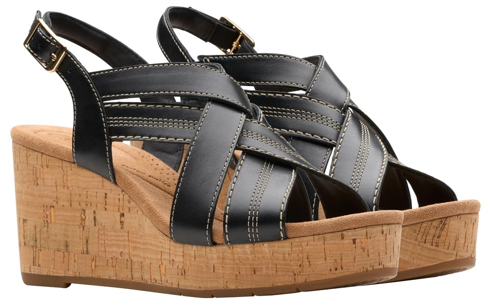 Clarks Sabina Sling, Sandalia Mujer, Black/Black, 37 EU