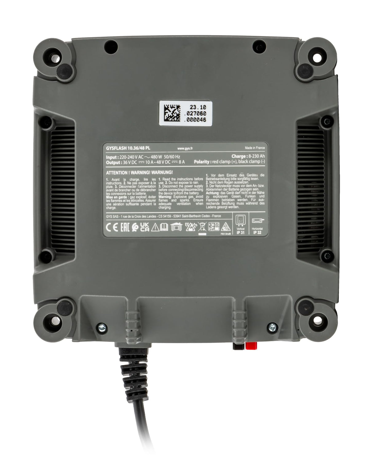 GYS GYSFLASH 10.36/48 PL 027060 - Cargador automático (36 V, 48 V)