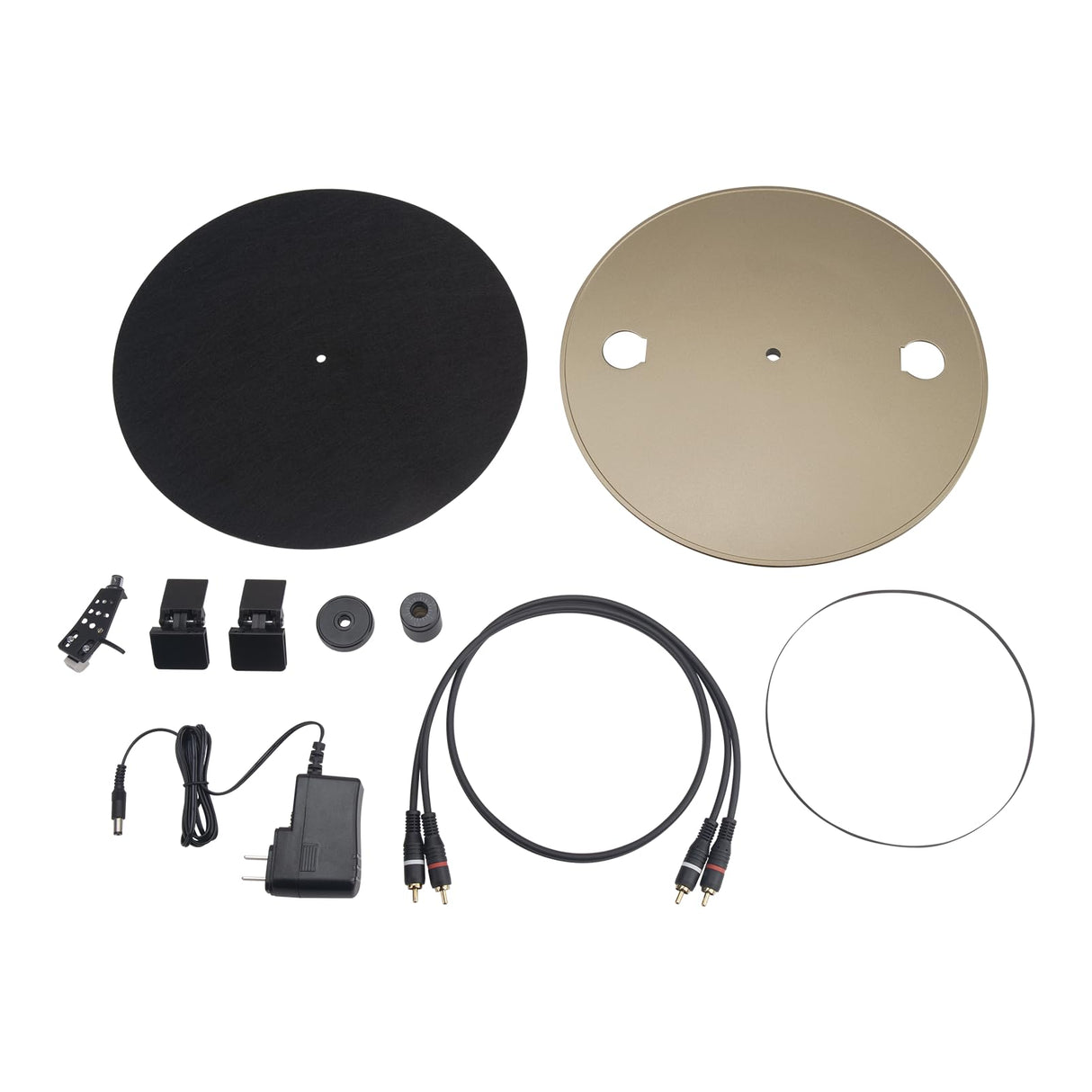 JBL Spinner BT, Tocadiscos Bluetooth con AptX-HD, cabezal extraíble, plato de aluminio y transmisión por correa, cartucho magnético móvil preinstalado, en negro y dorado