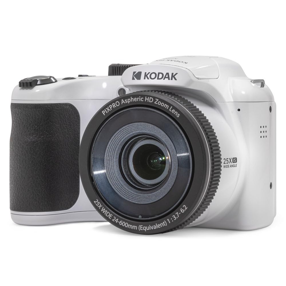 KODAK Pixpro Astro Zoom AZ255 - Cámara Digital Bridge 16 MP, Zoom Optico 25X, Video HD 1080p, Gran Angular 24 mm, Estabilizador Optico de Imagen, Pantalla LCD 3", Pilas AA - Blanco