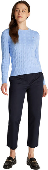 Tommy Hilfiger Jersey Mujer Co Cable con Cuello Redondo, Azul (Vessel Blue), S