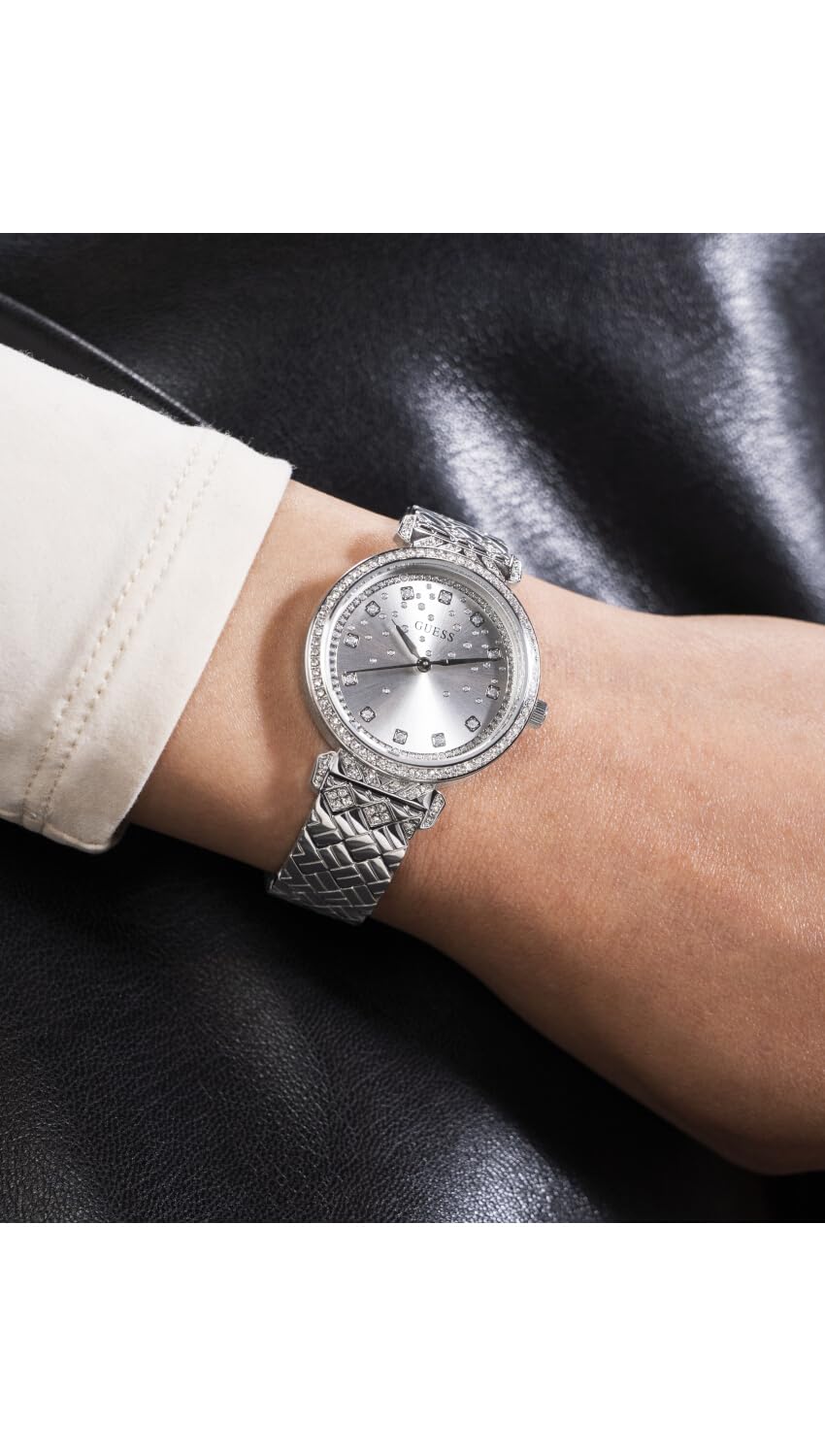 Guess Enchantment - Reloj analógico para Mujer, 32 mm de Ancho, Tono Plateado, Tono Plateado, Clásico