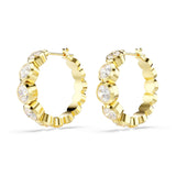 Swarovski Pendientes de aro Imber, Talla redonda, Blancos, Baño tono oro
