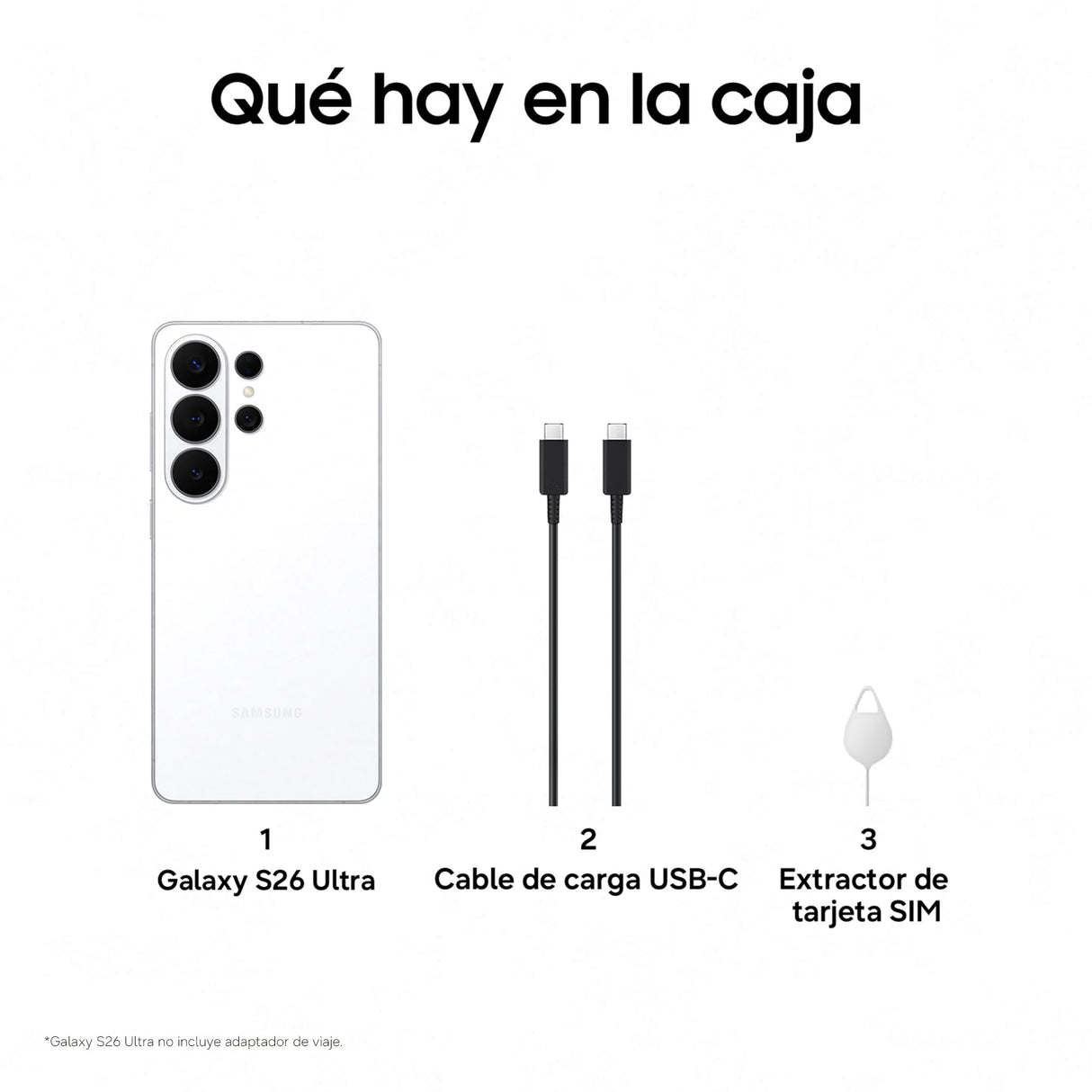 Samsung Galaxy S26 Ultra, 512GB, Smartphone con Galaxy AI, Cámara 200MP, 12GB RAM, Batería 5000mAh, Garantía del Fabricante 3 Años+1 Año Extra, Color Blanco (Versión Española)