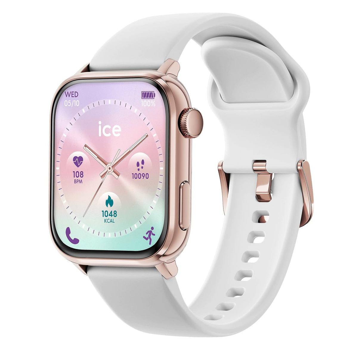 Ice-Watch - ICE smart 3.0 Rose gold White 1.78 AMOLED GPS - Reloj conectado rectangular oro rosa para señora con correa de silicona - 024302 (1.78 inch)