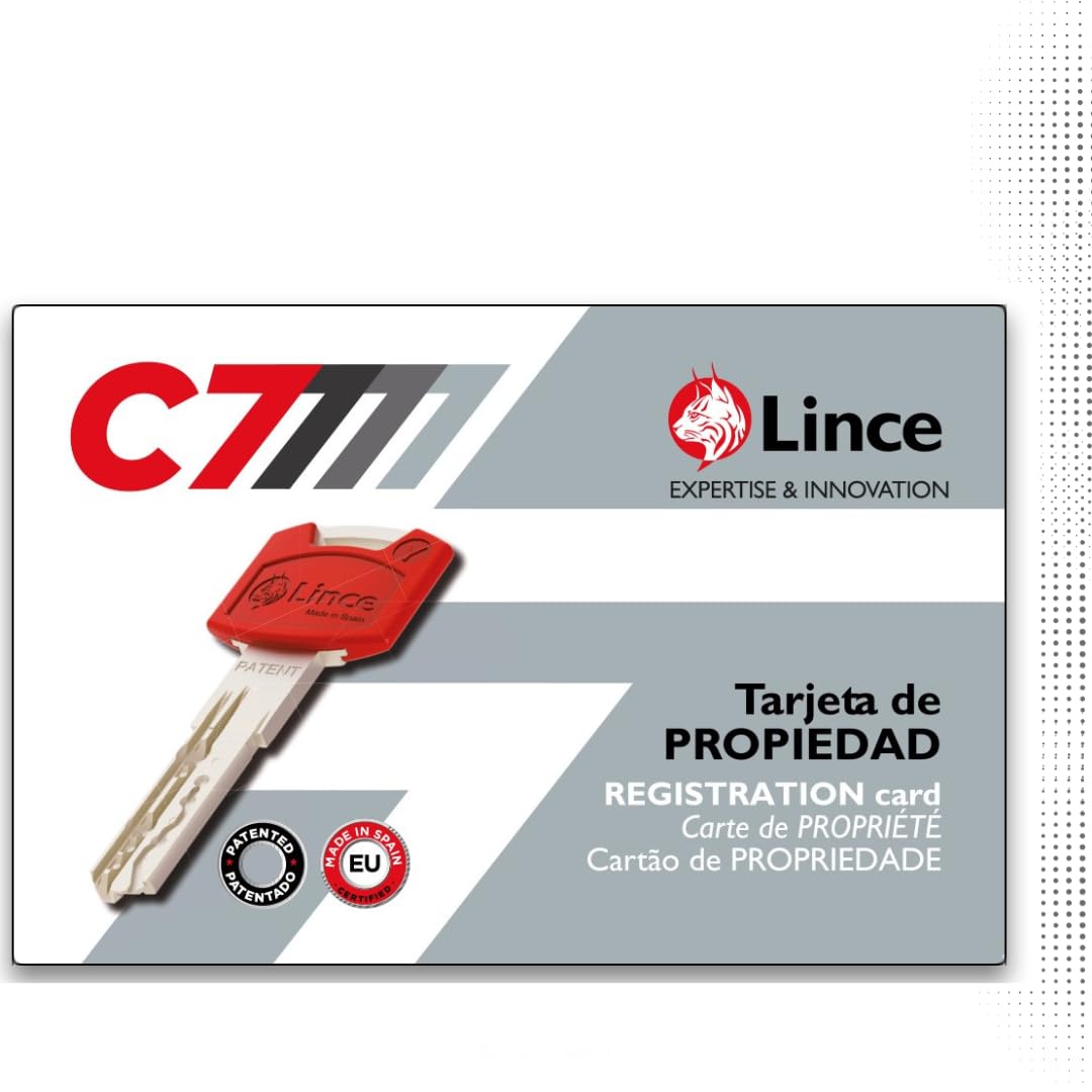 Lince - Cilindro de cerradura de alta seguridad con botón C7 L30+B30 | Desbloqueable con 5 llaves | Color níquel | Resistente a todas las técnicas de robo conocidas