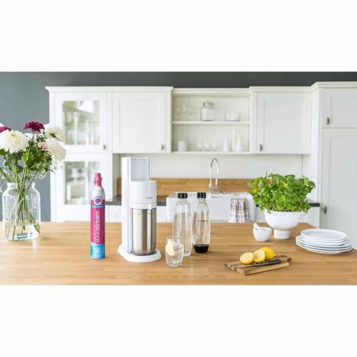 Sodastream Duo Megapack - Gasador de agua para hacer agua con gas, blanco, 31 x 16 x 44 cm, 6 kg
