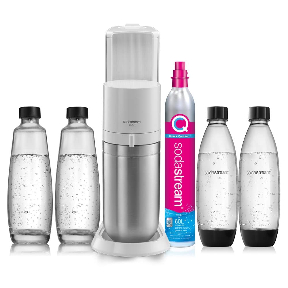 Sodastream Duo Megapack - Gasador de agua para hacer agua con gas, blanco, 31 x 16 x 44 cm, 6 kg