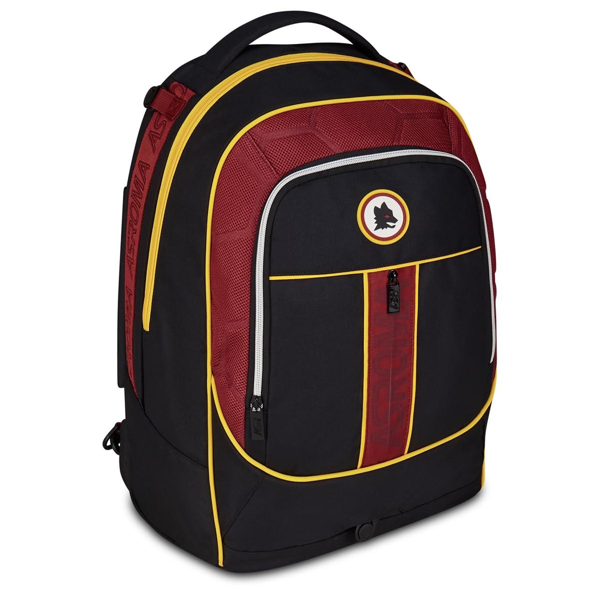 Seven AS Roma - Trolley escolar Jack de 3 ruedas, color negro, mochila con carro desmontable de 33 litros, para escuela primaria y secundaria, para niño, fútbol, Negro, Talla única, Casual