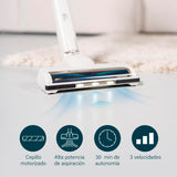 Princess Silent Storm - Vaciado higiénico del Cubo - 30 min de Limpieza sin Cable - Cepillo motorizado con luz LED - Modo Aparcamiento - Modo Aspirador de Mano - con Accesorios - 339380