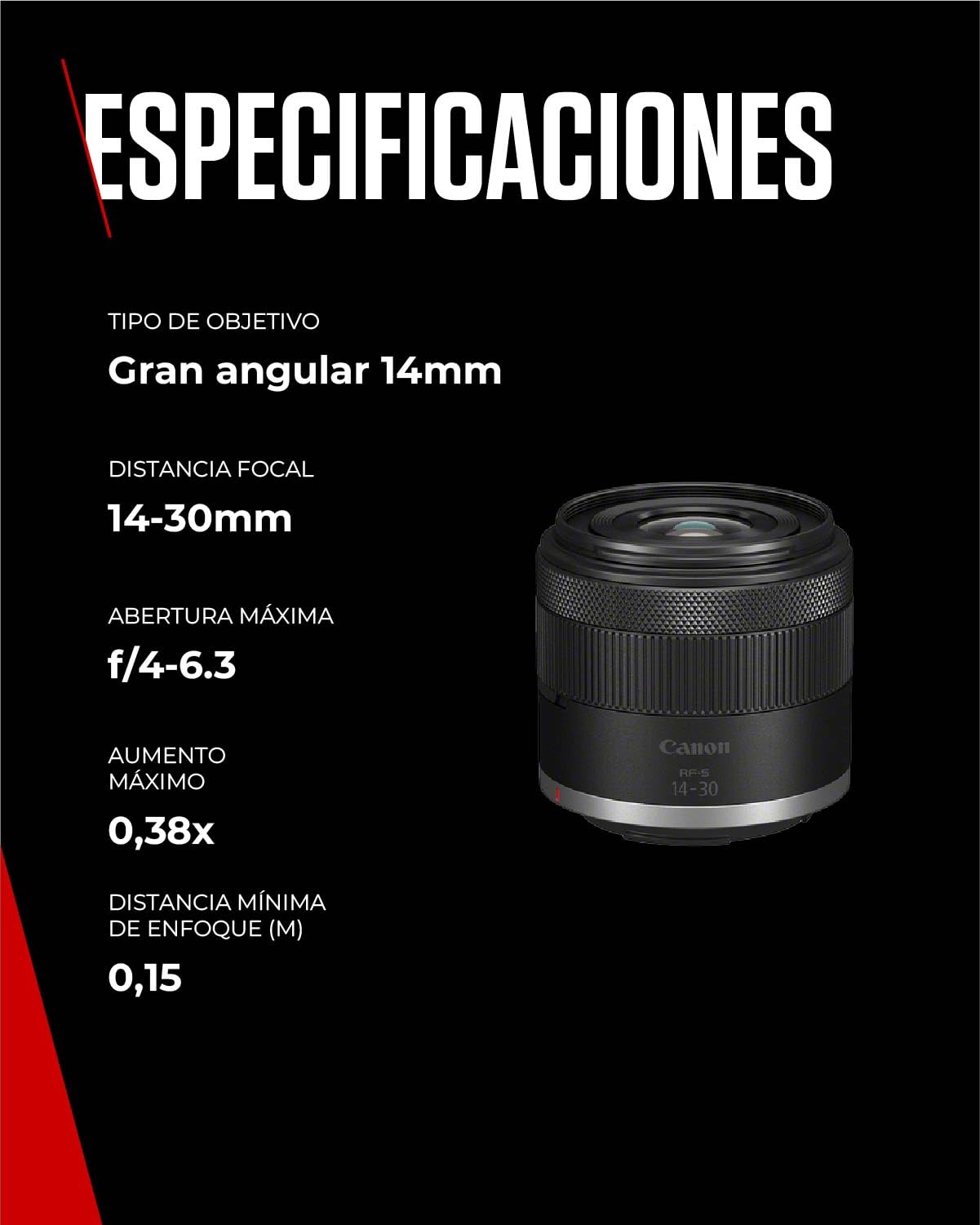 Canon Objetivo RF-S 14-30mm F4-6.3 IS STM PZ – Lente Zoom Ultra Gran Angular, Estabilizador Óptico 5 Pasos para Videoblogs | Compatible Sistema EOS R