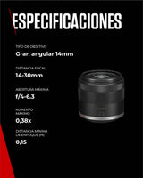 Canon Objetivo RF-S 14-30mm F4-6.3 IS STM PZ – Lente Zoom Ultra Gran Angular, Estabilizador Óptico 5 Pasos para Videoblogs | Compatible Sistema EOS R