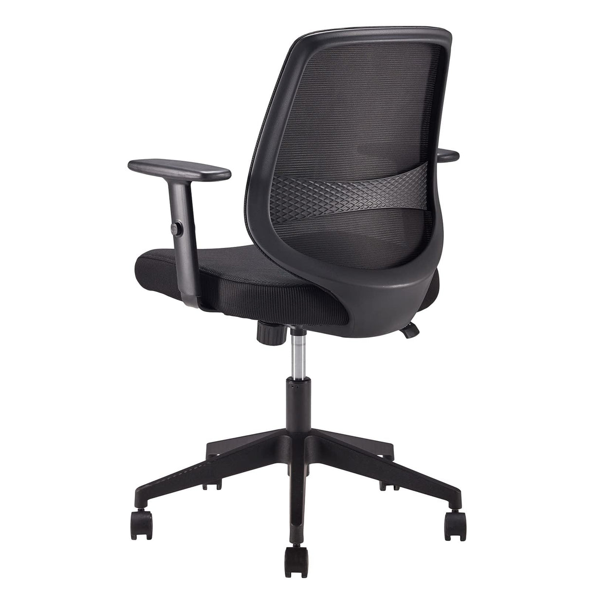 Amazon Basics Silla de oficina ergonómica, silla de escritorio, reposabrazos ajustables, soporte lumbar, agradable en la espalda, silla ejecutiva de malla, fácil montaje, 63,5 x 58,4 x 91,4 cm, Negro