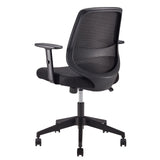 Amazon Basics Silla de oficina ergonómica, silla de escritorio, reposabrazos ajustables, soporte lumbar, agradable en la espalda, silla ejecutiva de malla, fácil montaje, 63,5 x 58,4 x 91,4 cm, Negro