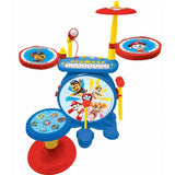 Lexibook, Paw Patrol, Set electrónico para niños, Juego de Juguete Musical, Sonido de batería Realista, Teclado de 8 Teclas, Enchufe MP3, Asiento Incluido, Azul/Rojo, K610PA