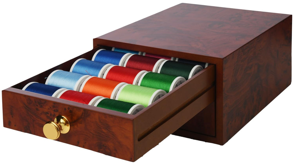 VIOLA Caja de hilo de costura y bordado, elegante cajonera 30 con bobinas de hilo de poliéster de 1000 m, hilo para coser y bordar 100% poliéster, acolchado y patchwork