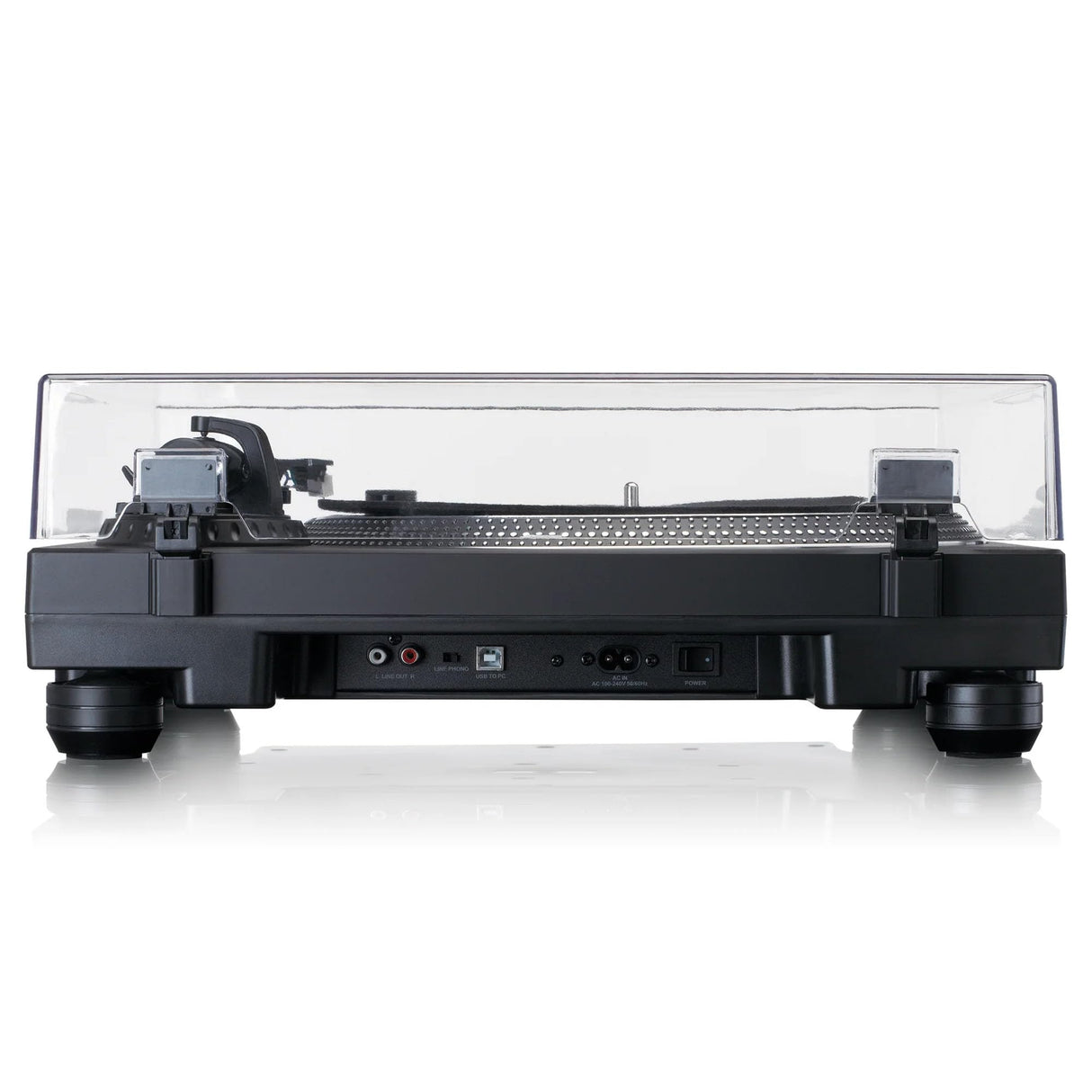 Lenco L-3818 Tocadiscos con accionamiento Directo - Tocadiscos DJ - Pitch Control - 33 y 45 RPM - Preamplificador estéreo - USB - Salida RCA - Digitalización a través de PC - Negro, L-3818BK