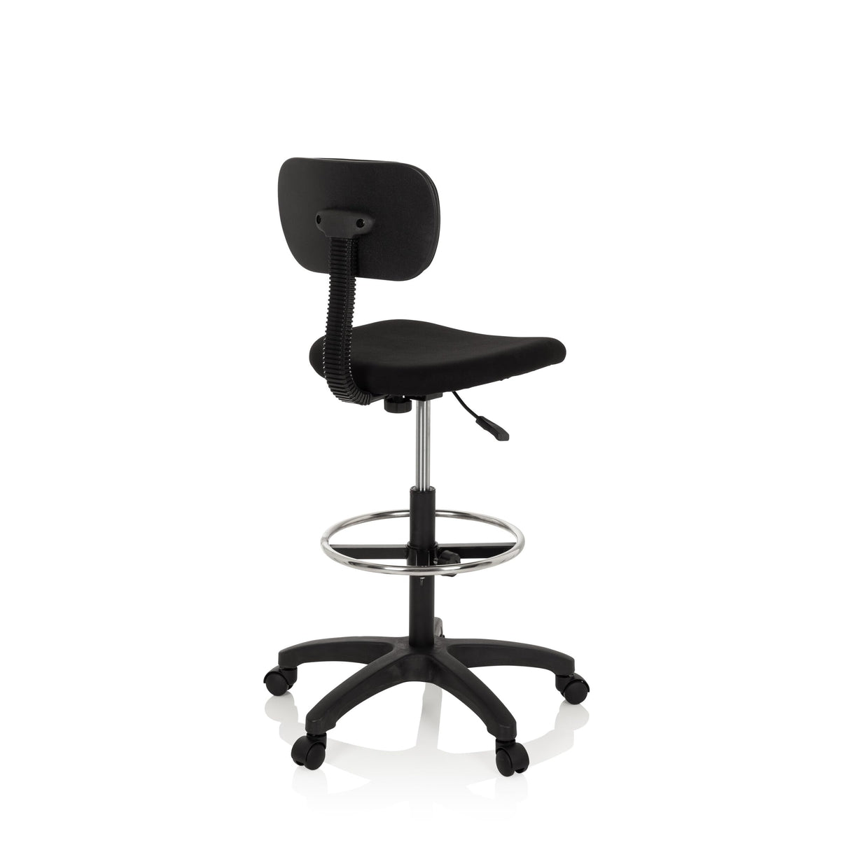 hjh OFFICE Silla de Trabajo Silla giratoria Top Work 05 Tela Alta con Respaldo reposapies Altura Ajustable Negro