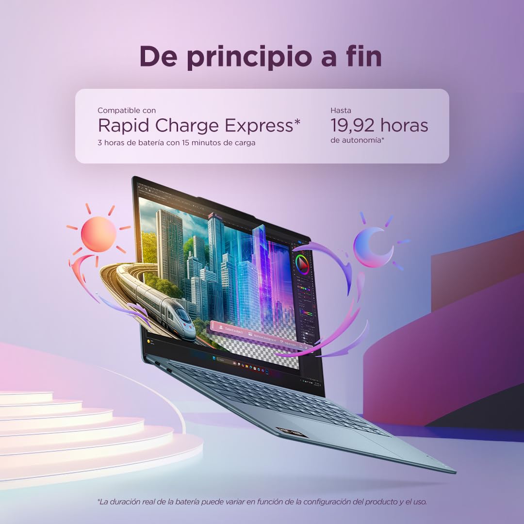 Lenovo Yoga Slim 7 Gen 11 – Ordenador Portátil IA 14'' OLED (AMD Ryzen AI 7 445, 32GB RAM, 1TB SSD, USB-C, Windows11 Home, Copilot+ PC) QWERTY Español, Tidal Teal