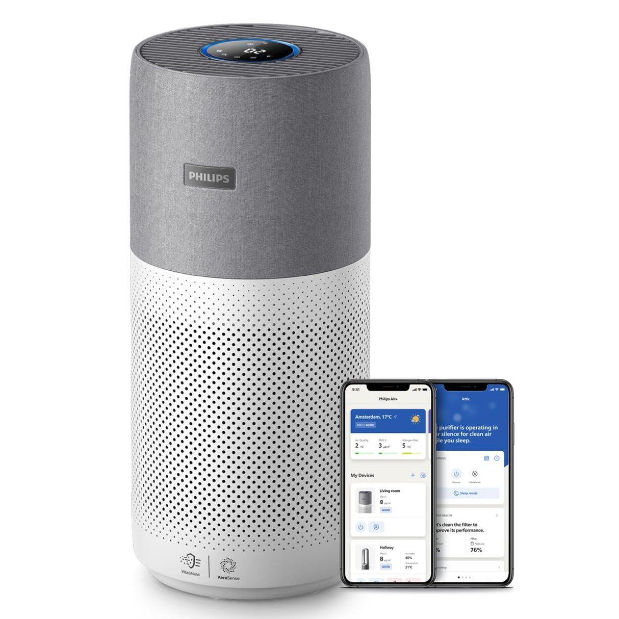 Philips Serie 4000i Purificador de Aire - Control por Aplicación, Elimina Gérmenes, Polvo y Alérgenos en Estancias 158m², 4 Velocidades, Modo Sueño (AC4236/10)