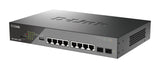 D-Link Switch Smart 10 Puertos Gigabit PoE (8 x 1000Base-T y 2 x SFP Gigabit), PoE+, Long Range PoE (hasta 250m), 130W PoE Budget, Interfaz Web dedicada a videovigilancia IP, VLAN, QoS, ERPS, ONVIF
