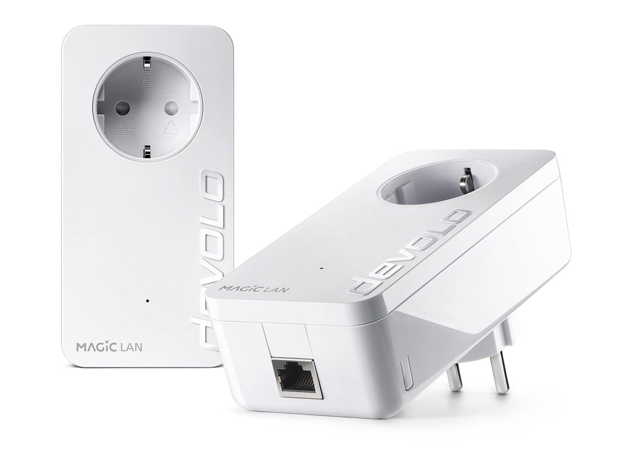 Devolo Magic 2 LAN Starter Kit, Adaptador LAN Powerline, hasta 2.400 Mbps, 1x conexión Gigabit LAN, optimo para Juegos, Blanco
