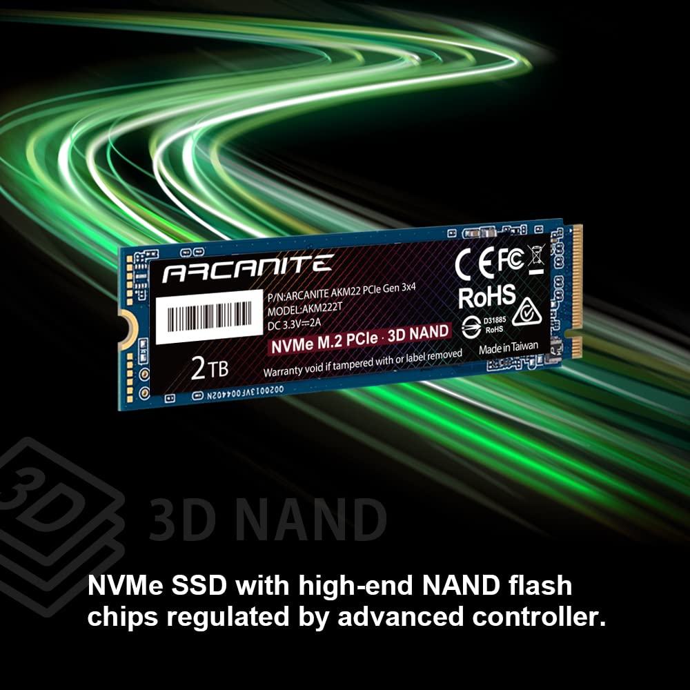 ARCANITE 2 TB NVMe SSD M.2 2280 PCIe Gen 3x4 Disco Duro Sólido Interno SSD
