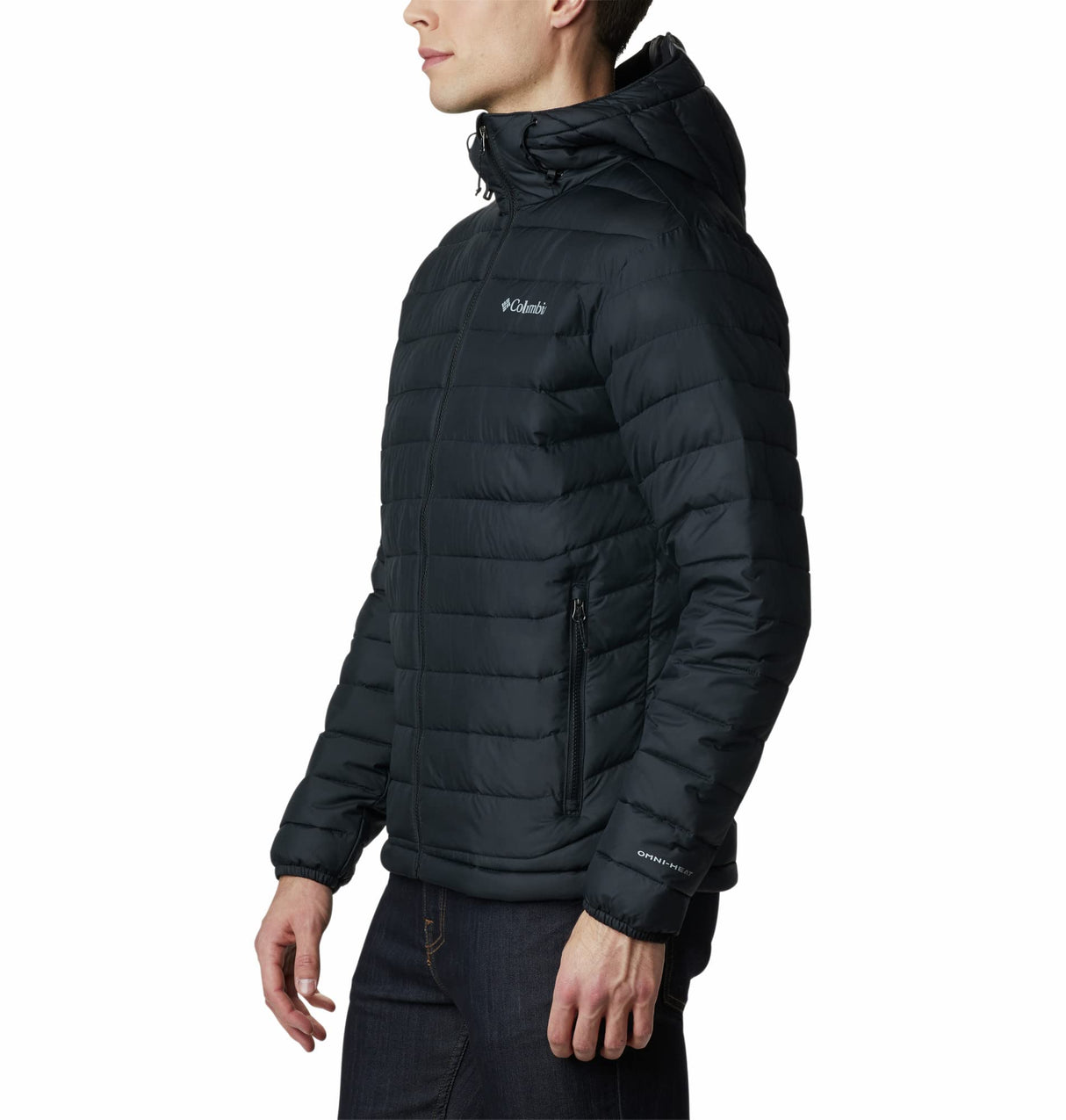 Columbia Powder Lite Hooded Jacket, Chaqueta Acolchada Con Capucha Hombre, Black, L