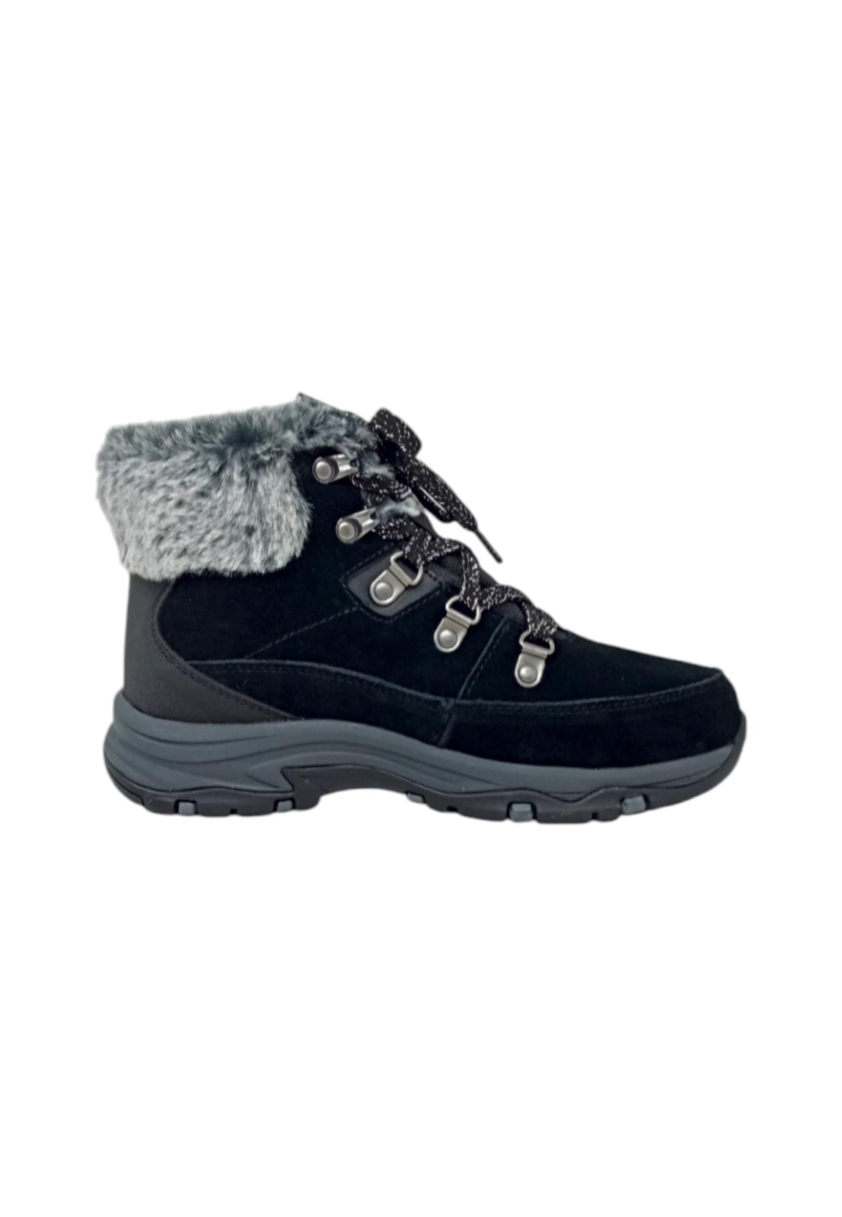 Skechers Trego Snow Worries, Botas para Senderismo Mujer, Black Suede/Duraleather/Faux Fur, 39.5 EU