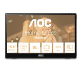 AOC 16T3EA Monitor Portátil 16" FHD, WLED, 60Hz, IPS, 4 ms GtG (1920x1080, Soporte Multiángulo, USB-C)