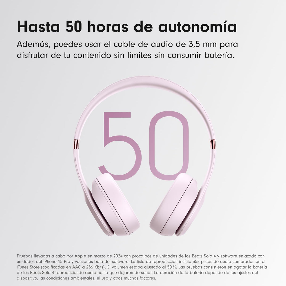 Beats Solo 4 - Auriculares Wireless Bluetooth on-Ear, compatibles con Apple y Android, con hasta 50 Horas de batería - Rosa algodón