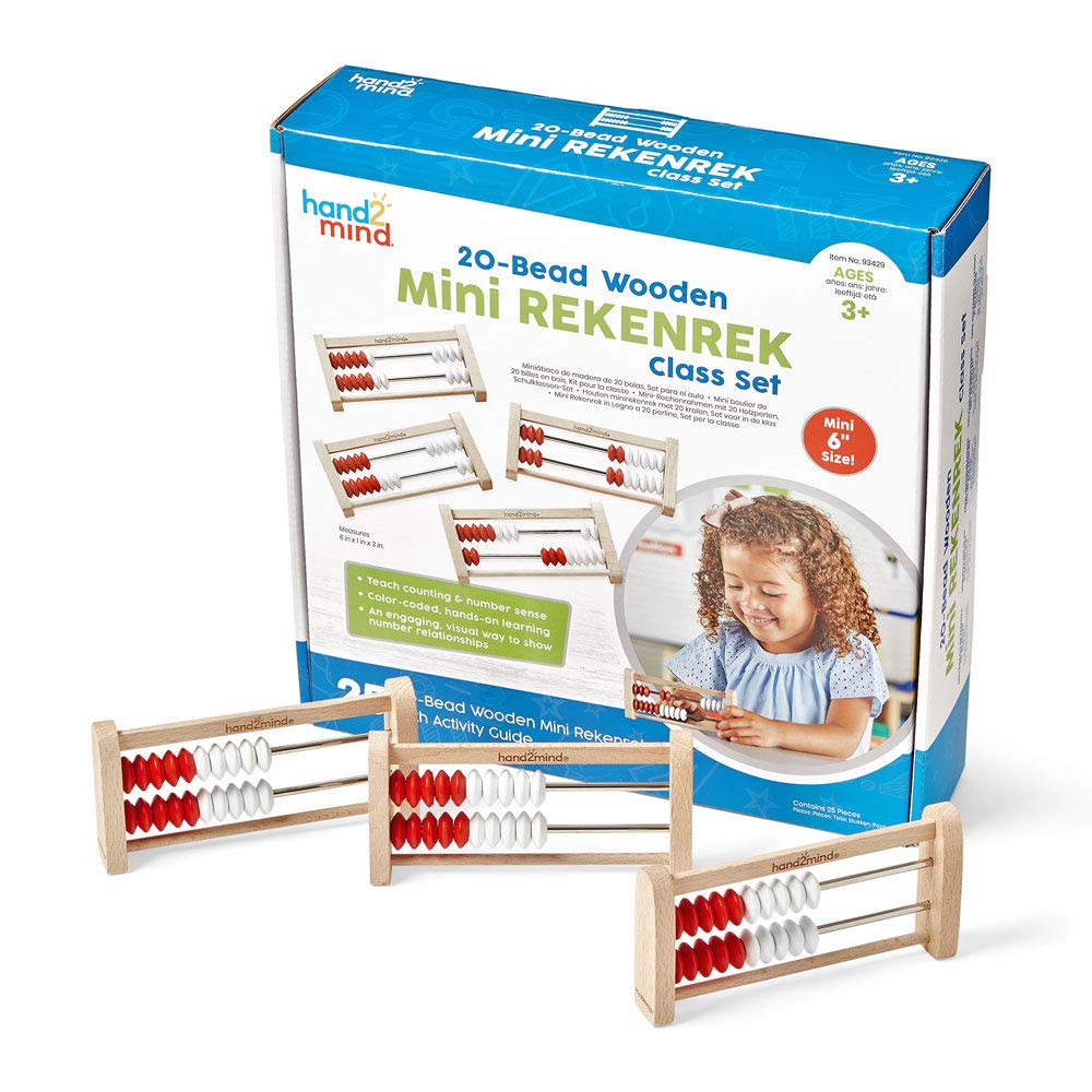 hand2mind-Learning Rekenrek-Juego de 20 Cuentas, Color Madera (Learning Resources 93429)